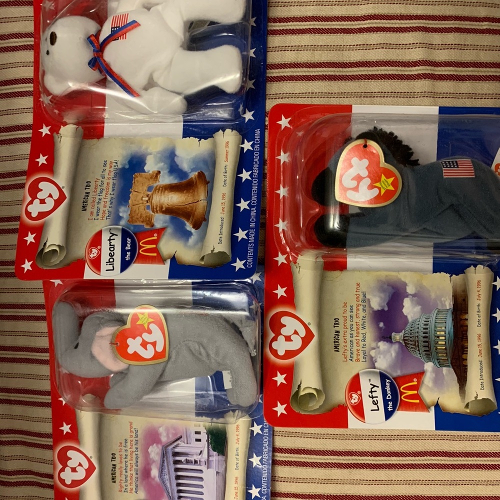 American Trio Beanie Baby 3pc. Vintage collection summer 1996